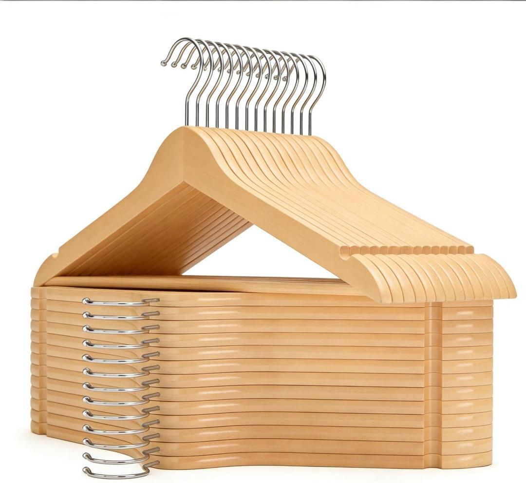 GRANNY SAYS Clothes Hangers for Closet, 30 Pack Wood Hanger, Heavy Duty Wooden Hangers for Coats, Suits, Pants, Natural Wood Color