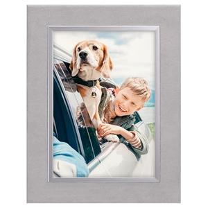 Malden International Designs 5x7 Gray Suede Picture Frame Quality PS Moulding Silver
