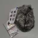 BARSDAR 100% Human Hair Bun Extension - Real Human Hair Gray Messy Bun Scrunchie for Women - Elastic Wavy Small Updo Chignons Grey Salt and Pepper Hairpieces Soft Natural Looking Daily