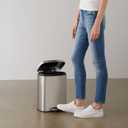 Amazon Basics SMALL Trash Can, 3.1 Gallon (12L), Smudge Resistant Rectangular Bin with Soft-Close Lid, Step Foot Pedal, Removable Inner Bucket, Brushed Stainless Steel, Satin Nickel Finish