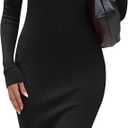 ninovino Women's Turtleneck Ribbed Knit Long Sleeve Slim Fit Sweater Dress (X-Large, Black-141)