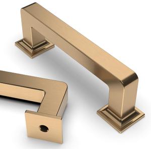 Asidrama 10 Pack 3 Inch(76mm) Champagne Bronze Kitchen Cabinet Handles, Brushed Brass Cabinet Pulls Gold Kitchen Cabinet Hardware Cupboard Handles Drawer Pulls