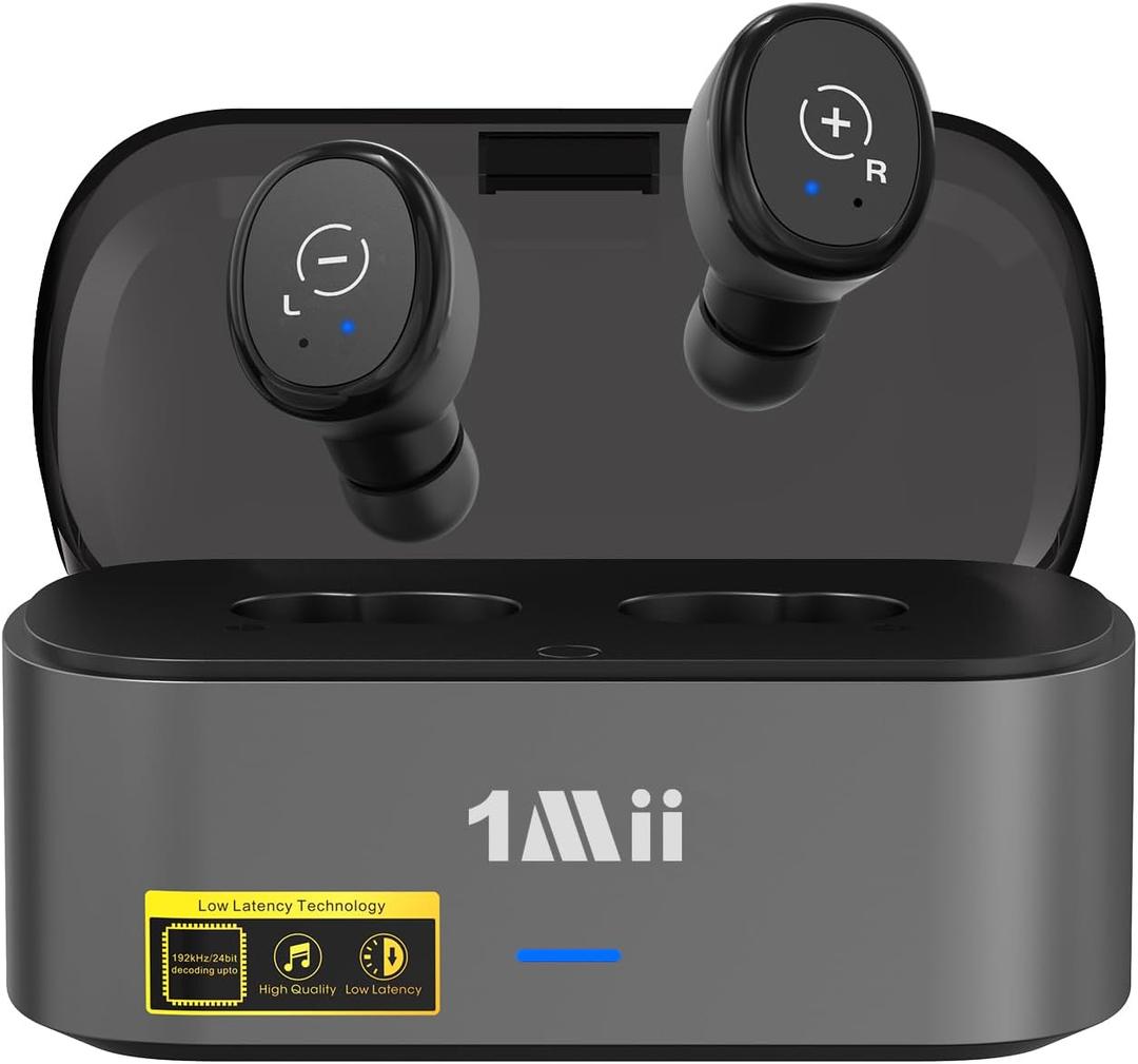 1Mii Wireless Earbuds for TV Watching,TV Headphones Wireless for Seniors with Transmitter Charging Base,2.4G Low Latency,Plug & Play, Compatible with TVs with Optical, AUX,or RCA Audio Output