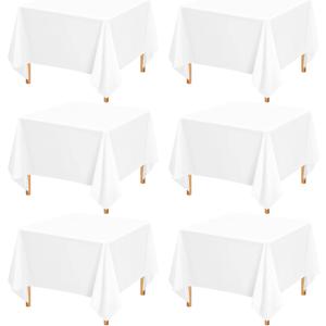 Showgeous 1 Pack Square Tablecloth 210 x 169 Inch White Square Table Cloth,Stain and Wrinkle Resistant Washable Polyester Table Clothes Decorative Fabric Table Cover for Wedding Dining Party Card Table