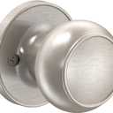 TICONN Round Door Knobs, Ball Door Knob with Dead Bolt, Door Handle Lock for Indoor Doors (1-Pack, Dummy - Front Mount, Satin Nickel)