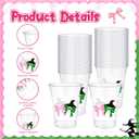 Chuangdi 50 Pcs 12 oz Princess and Witch Cups Pink and Green Disposable Witch Hat and Bows Plastic Cups for Musical Theatre Witch Themed Birthday Party Decoration