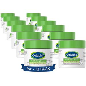 Cetaphil Face & Body Moisturizer, Hydrating Moisturizing Cream for Dry to Very Dry, Sensitive Skin, NEW 1 oz 12 Pack, Fragrance Free, Non-Comedogenic, Non-Greasy