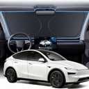 Upgraded Windshield Sun Shade for Tesla Model Y/Model 3 2017-2026 [99.9% Sun Protection, Super Heat Insulation] Foldable Sunshade with Storage Bag, Car Accessories, WS2 (59 x 36 in)