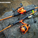 KastKing Lethal Blaze Twin-tip Fishing Rod and Reel Combo, Spinning & Baitcaster Combo, Flame Pattern Design, IM6 Graphite 2Pc Rod with Backup Tip Section, Stainless-Steel Guides, EVA Handle
