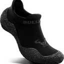 BULLIANT Men Slipper Socks,Grip Socks Hiking Water Shoes Barefoot Shoes for Outdoor Walking Exercises(Black/Dark Gray-16 Women/14 Men)