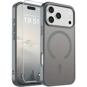 SUPFINE Magnetic for iPhone 17 Pro Case (Compatible with MagSafe)(Military Grade Drop Protection) Translucent Matte Shockproof with Anti-Fingerprint Phone Cover,Gray
