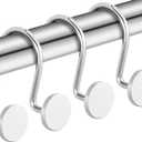 CHICTIE Chrome Shower Curtain Hooks, Rustproof Shower Curtain Rings for Bathroom, Metal Shower Hooks for Shower Curtain Rod, Modern Decorative Shower Curtain Hangers Set of 12, Round Heavy Duty Design, Pack of 4