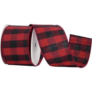 MEEDEE Black Red Checkered Christmas Decor Ribbon 2-1/2 Inch Wide 10 Yards Wired for Bows, Wreaths, Gift Wrap, Holiday Crafts, Farmhouse Decor