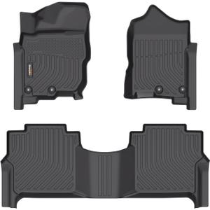 Floor Mats for Nissan Titan (2017-2024) & Nissan Titan XD (2016-2024), Only Crew Cab, Including 2 Rows All Weather Car Mats Waterproof TPE Liners - Black