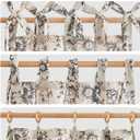 jinchan Floral Linen Tier Curtains 36 Inch Farmhouse Cafe Curtains Tie Top Botanic Drapes for Small Windows Over Sink for Kitchen Country Rustic Laundry Room Bathroom RV 2 Panels Black on Beige