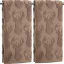 SmoothNovelty 2 Pcs Deer Hand Towels for Bathroom, Rustic Cabin Elk Moose 100% Cotton Absorbent Jacquard Weave Brown Decorative Towels for Bathroom Kitchen Decor Gift, 13.7 x 29.5 Inch