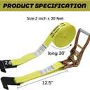 Ratchet Straps Heavy Duty 4 Pack 2" x 30', Ratchet Tie Down Strap with Flat Hook, 10,000 Lbs Break Strength, Cargo Straps Ratcheting for Truck Flatbed Trailer, Yellow