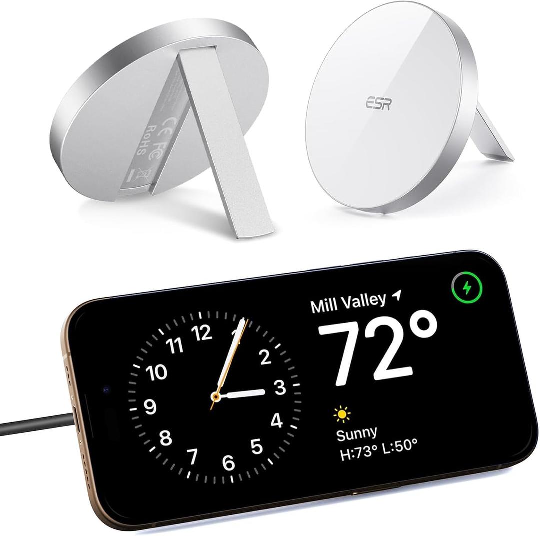 ESR for Magsafe Charger, Wireless Charger Kickstand, Charging Pad for iPhone 16/15/14/13/12 Series and AirPods 4/3/Pro/Pro 2, Galaxy S25 Strong Magnetic Charger Pad with 5 ft Removable Cable, White