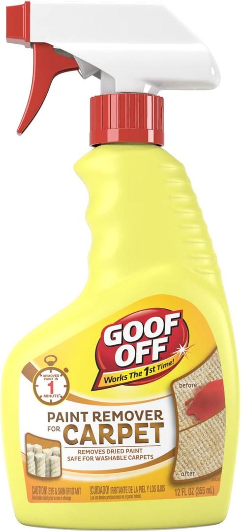Goof Off FG910 Paint Remover Carpet Cleaner Solution, 12 oz. Spray