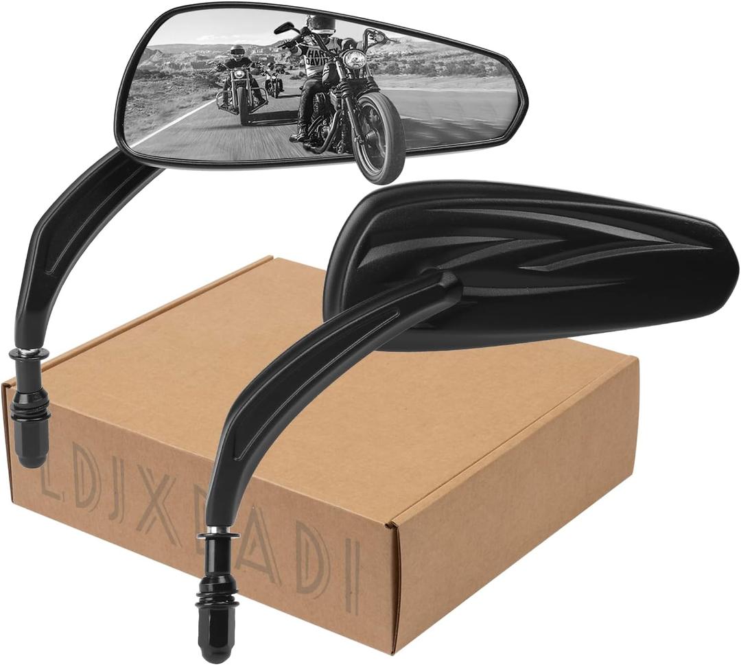 Motorcycle Rear view Mirrors for Sportster Road King Street Electra Glide Road Glide Dyna Softail 1982-2024 (Black)
