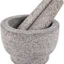 Comie Mortar and Pestle Set,Heavy Duty,Unpolished Granite,6 Inch-2Cup Capacity,Grinder for Spices and Seeds,Grinding,Crushing and Mashing Spices,Nuts,for Guacamole,Garlic Sauce,Gray.