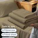 Twin XL Size 3 Piece Sheet Set - Comfy Breathable & Cooling Sheets - Hotel Luxury Bed Sheets for Women & Men - Deep Pockets, Easy-Fit, Extra Soft & Wrinkle Free Sheets - Khaki Oeko-Tex Bed Sheet Set