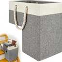 Stair Basket for Carpeted and Wooden Stairs - Foldable Staircase Basket for Stairs with Handle, Step Stairs Storage Basket for Toys, Clothes, Books, Tools, Magazine (Grey, 16" L x 10" W x 16" H) (Gray)