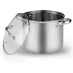 Cook N Home Stockpot with Lid, Basics Stainless Steel Soup Pot, 12-Quart (12 Quarts)