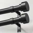 IFELS 2 Pack Heavy Duty Curtain Rods for Windows 66 to 120 Inch, 1 Inch Black Adjustable Curtain Rod Set with Easy Installation and Modern Design (A1,Black,30-120", 2 Pack)
