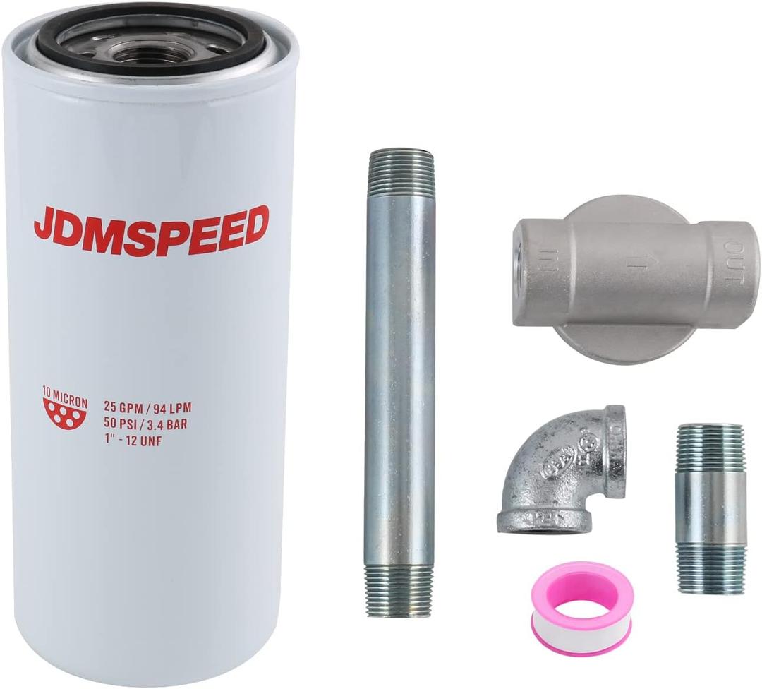 DICMIC 1200KTF7018 Fuel Filter Spin-on Particulate Replacement for Transfer Pump FR112 FR1210G FR610G 25 GPM 3/4 with 1200KTG9075 Filter Head and 3/4 ST Elbow and 3/4 x 7 Nipple