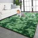 TWINNIS Large Area Rugs for Living Room Bedroom, 5x8 Feet, Super Soft Indoor Thickened Memory-Foam Carpets Easy-Cleaning, Modern Aesthetic Comfy Rug for Kids Room Home Decor, Tie-Dyed Green