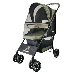 ROODO 4 Wheel Dog Cat Pet Stroller Best Lightweight Foldable Compact Portable Jogger All Terrain Travel Pet Gear Puppy Doggie Bunny Kitty Stroller for up to 30lbs Medium Small Dogs Cats(sage Green)