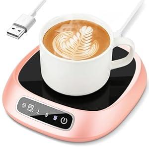 Coffee Mug Warmer, USB Cup Warmer for Desk with 3-Temp Touch Control, 10W Fast Heating Pad for Coffee Tea Milk, 8H Auto-Off, Fits Mugs & Milk Cartons (Pink)