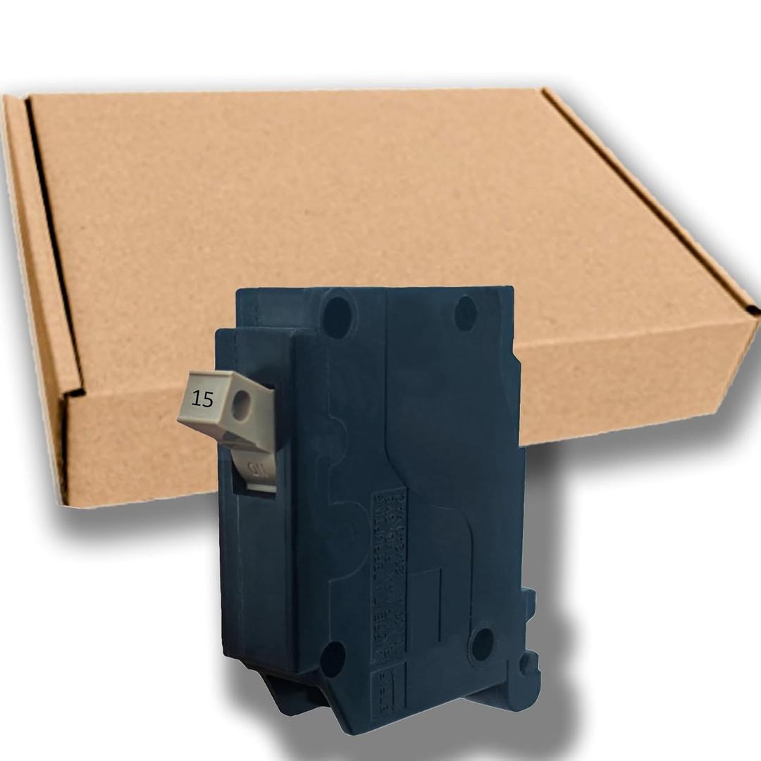 15 Amp 1-Pole Circuit Breaker, 3/4-Inch Plug-in Type Molded Case Circuit Breaker, Compatible with OEM Load Centers, 10KA 120/240V, Thermal Magnetic Protection, Genuine OEM