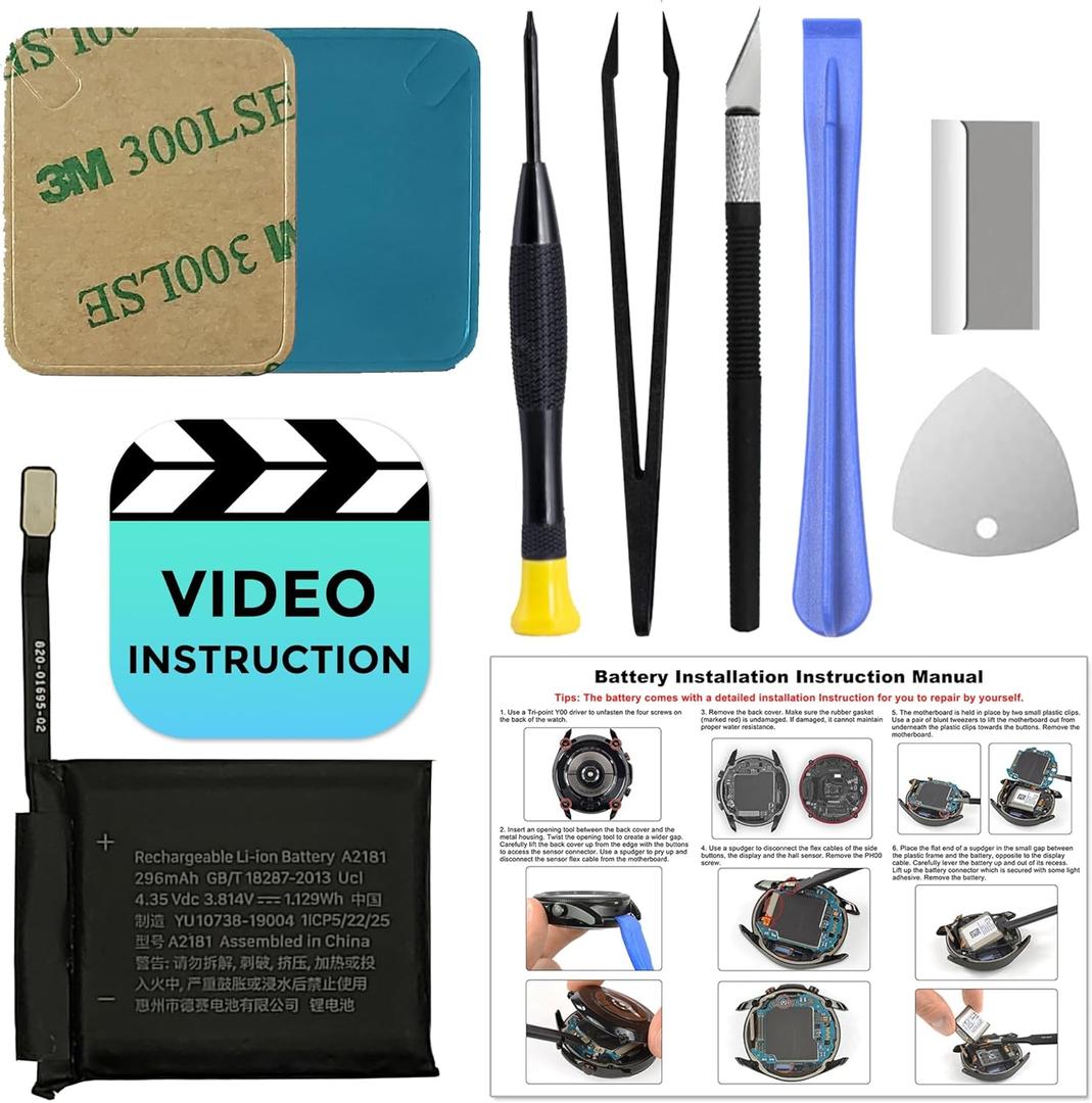 GREEN FUSION New Replacement Battery Compatible for Apple Watch Series 5th (44mm) - Includes Repair Tools and Installation Instructions