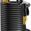 Garden Hose 100 ft Non-Expandable, Flexible Water Hose, Lightweight Hose with 10-Function Nozzle for Yard, Portable, Leak Proof, All-Weather Water Pipe for Outdoor, Car Wash, RV, Lawn