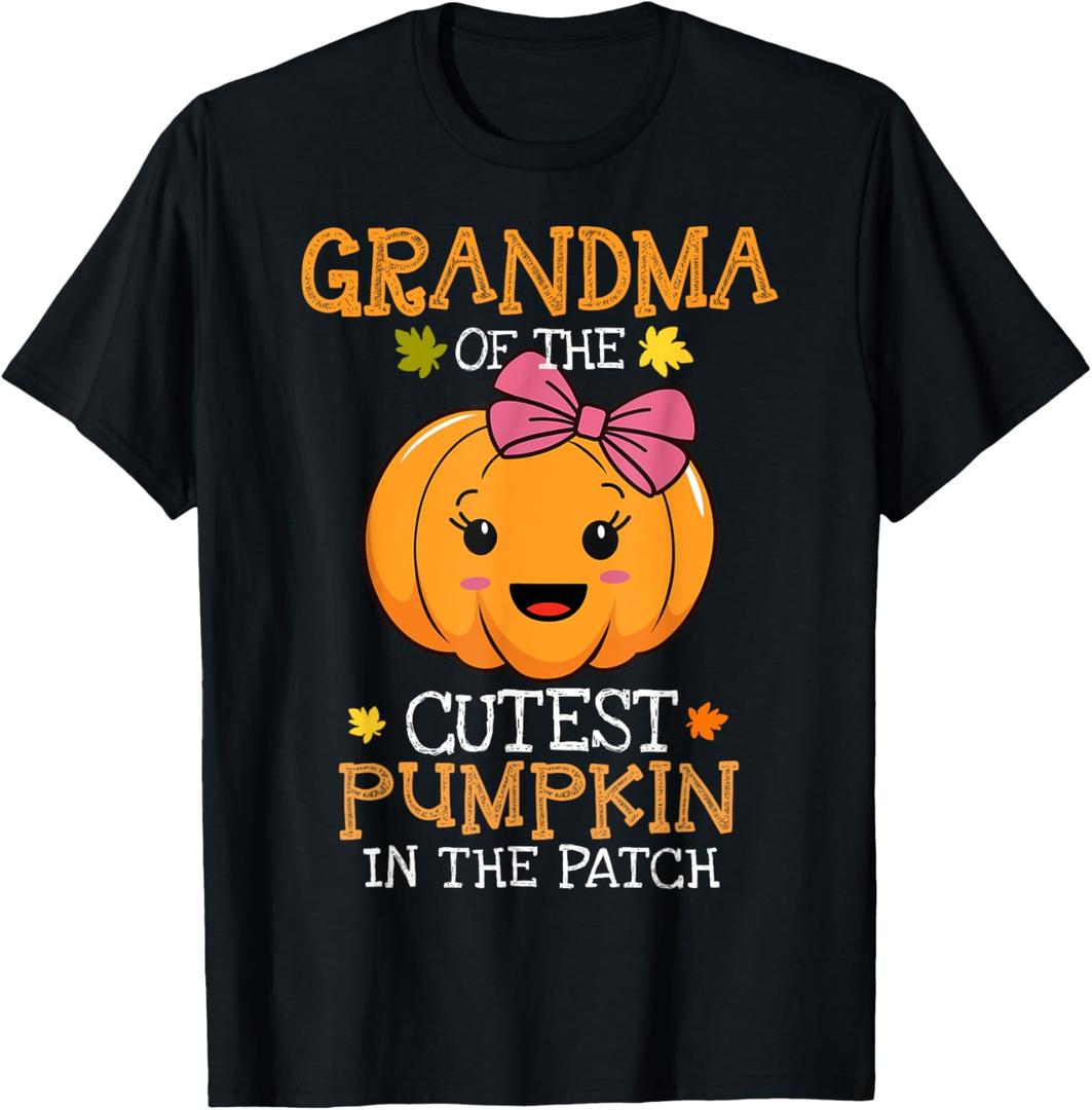 Grandma Of The Cutest Pumpkin In The Patch Halloween Womens T-Shirt, S