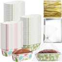 Teenyyou 50 Sets Paper Loaf Pan for Baking 6.3 x 2.2 x 2.2 Inch Disposable Mini Loaf Pan Liners with Clear Plastic Bags and Ties Rectangle Baking Mold for Bread Cake Bakery(Classic Style)