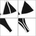 Women's 2 Piece Bikini Set Colorblock V Underwire Cami Tie Back Bathing Suit Sexy String High Cut Swimsuit (Black, M)