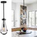 TACDANDM Raindrop Pendant Light, Black Glass Pendant Lighting, Hand Blown Teardrops Modern Hanging Light for Entryway Foyer Stairway Kitchen Island Bedroom Dining Living Room Hallway