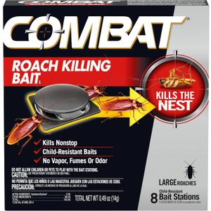 Combat Roach Killing Bait, Roach Bait Station For Large Roaches, Kills The Nest, Child-Resistant, 8 Count,Insects Combat Roach Killing Bait, Roach Bait Station For Large Roaches, Kills The Nest, Child-Resistant, 8 Count,Insects