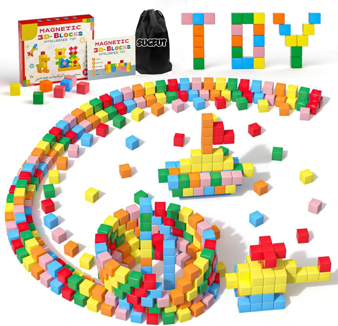 SUGFUT 42PCS Magnetic Blocks, Montessori Toys Magnet Cubes, STEM Educational Sensory Magnetic Building Blocks for Toddlers Birthday Gifts