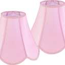 GO&SO 2-Piece Pink Scalloped Lamp Shades, 6" Top x 13" Bottom x 10.6" Vertical Height - Bell Shades for Table & Floor Lamps, Easy Assembly