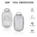 Vehicleloong Key Fob Cover Case Shell Keychain for Honda Accord Civic CRV CR-V HRV HR-V Pilot 2022 2023 2024 2025 Sport SI EX EX-L Touring Accessories Accessory Girly Women 5 Button, Silver White, TPU