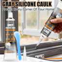 JAOJAO Gray Silicone Caulk Without Cracking or Peeling Long-Lasting Joints | Waterproof & Weatherproof Perfect Seal for Doors Windows Siding Roofing Interior and Exterior Use No Caulk Gun Needed,100g