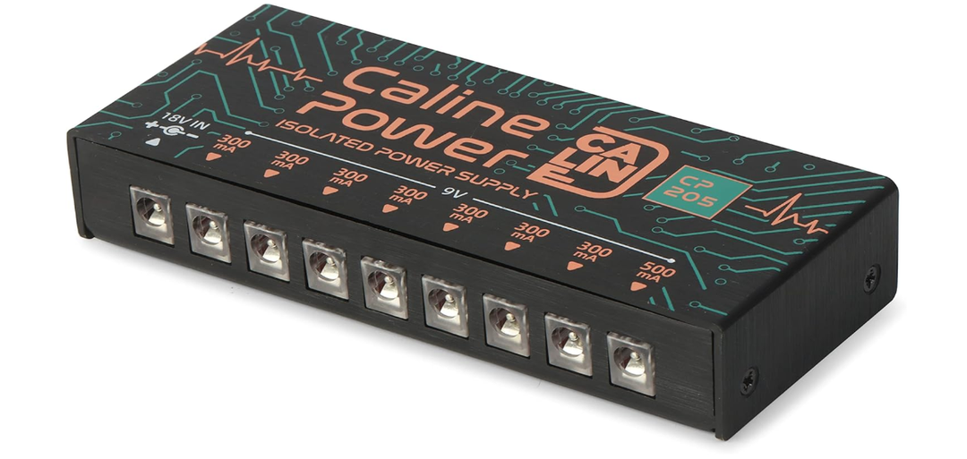 Caline CP205 Guitar Pedal Power Supply, DC 9V True Isolated Pedalboard Power Supply with 8 Totally Isolated Outputs(300mA/500mA), Noiselessly