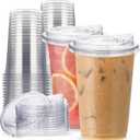20 oz Clear Plastic Cups with Strawless-Sip-Lids, 25 Sets Disposable Cup Plastic Iced Coffee Cups, To Go Cup with Sip Through Lids for Smoothie, Milkshake, Cold Drinks for Party, Wedding, Event