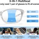 Dollger Safety Glasses With Progressive Reading 2.0 Lens and blue light eye protection safety goggles, Clear, 2.0