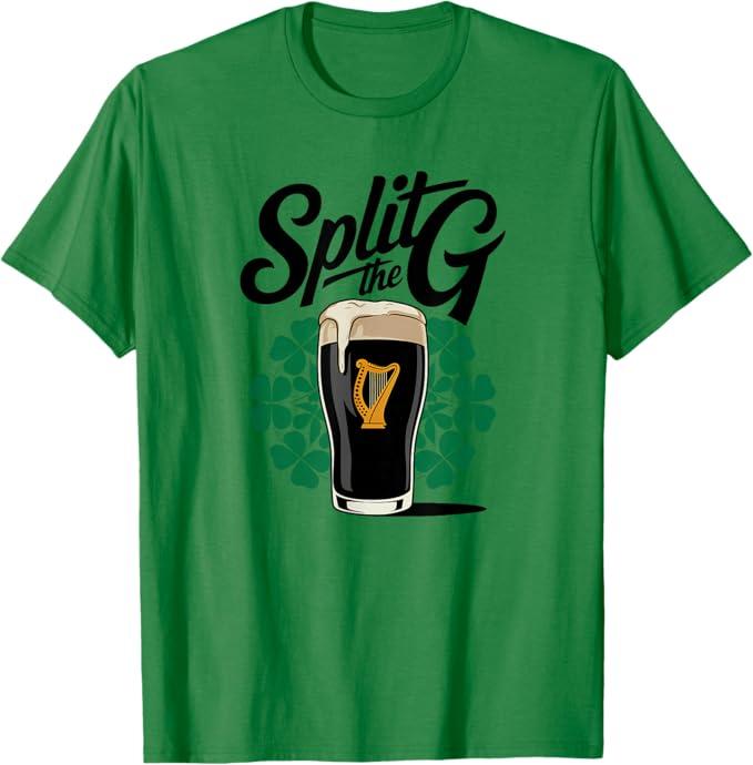 Irish Beer Split The G Shamrock Pint T-Shirt Medium