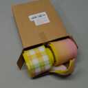 LaRibbons Floral Ribbon Wired 6 Rolls 2.5 Inch x 36 Yards TTL, Pastel Flower Butterfly Ribbon with Striped and Polka Dot Printed for Spring Easter Summer Crafts Wrapping Wreath Bow Basket Decoration (6R - Pink Yellow Set)
